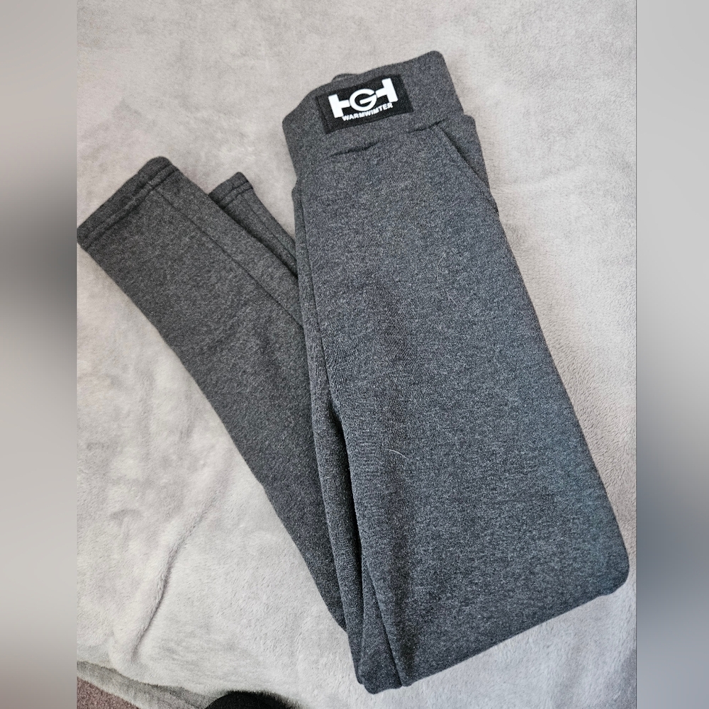 Gray Fleece Lined Kids Leggings